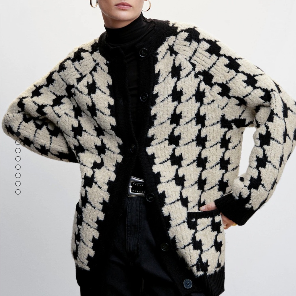 MANGO Houndstooth Cardigan size M